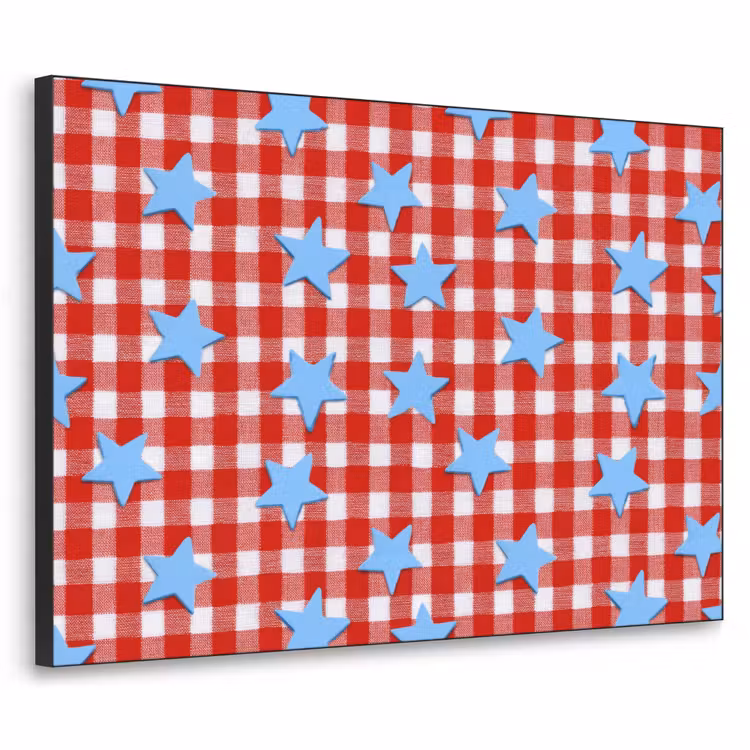 Ruit - Sterren - Rood Textielframe zwart klein 947 -3d