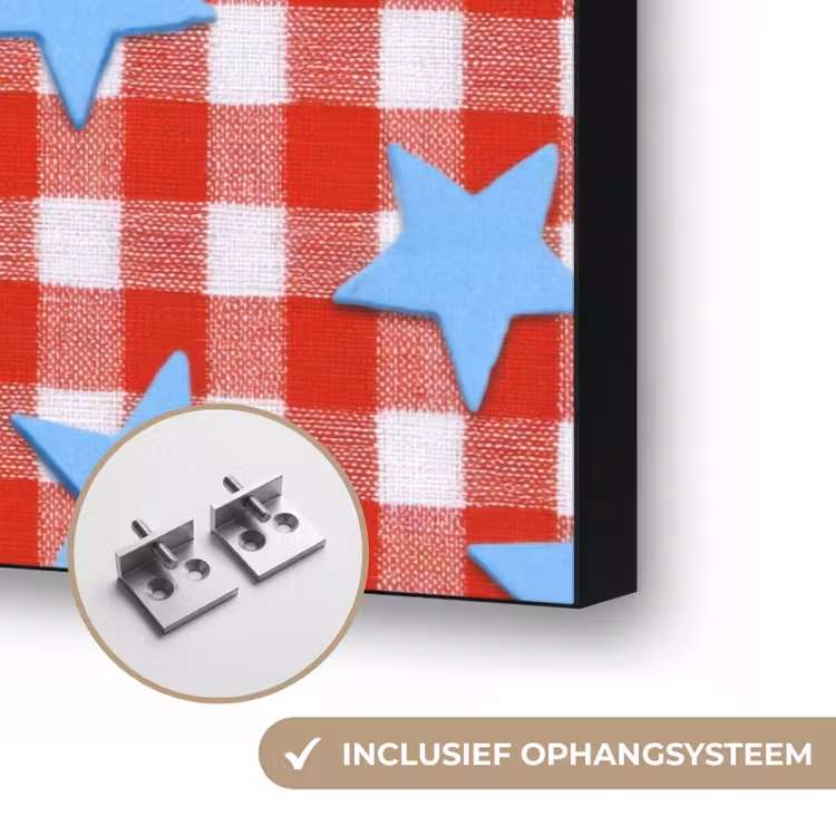 Ruit - Sterren - Rood Textielframe zwart klein 947 -USP_ophangsysteemNL