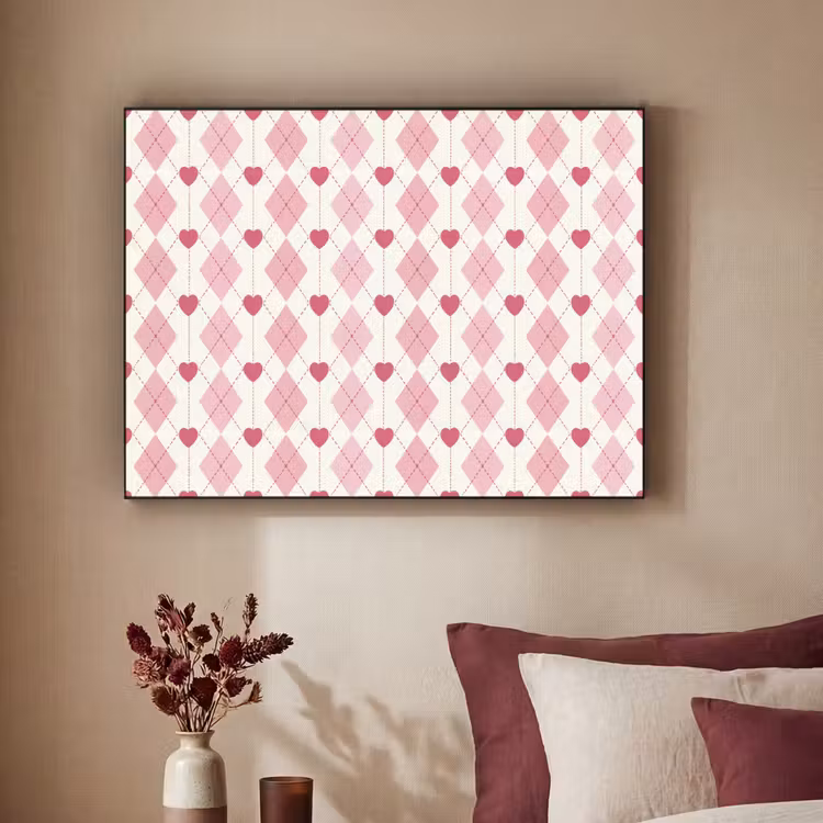 Ruiten - Klassiek - Roze - Wit Textielframe zwart klein 947 -sfeer1