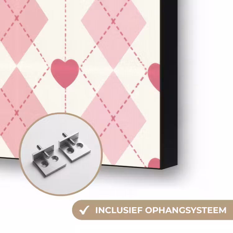 Ruiten - Klassiek - Roze - Wit Textielframe zwart klein 947 -USP_ophangsysteemNL