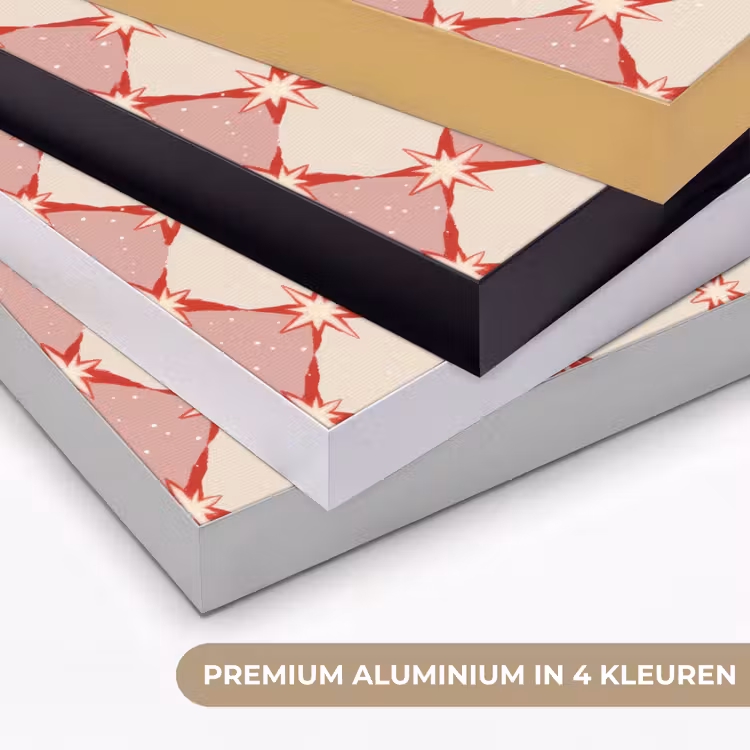 Ruiten - Sterren - Vintage - Oudroze - Rood Textielframe zwart klein 947 -USP_kleurenNL