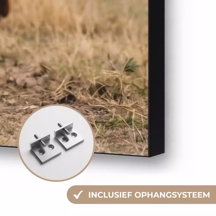 Runderen - Kudde - Landschap - Weide - Rustig Textielframe zwart klein -USP_ophangsysteemNL
