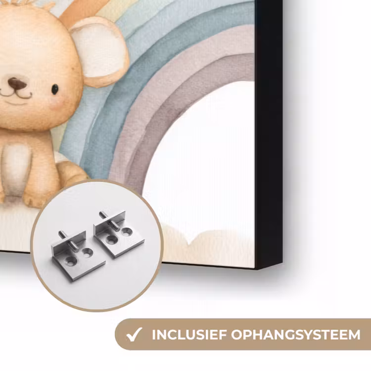 Safari - Regenboog - Kleurrijk Textielframe zwart klein 947 -USP_ophangsysteemNL