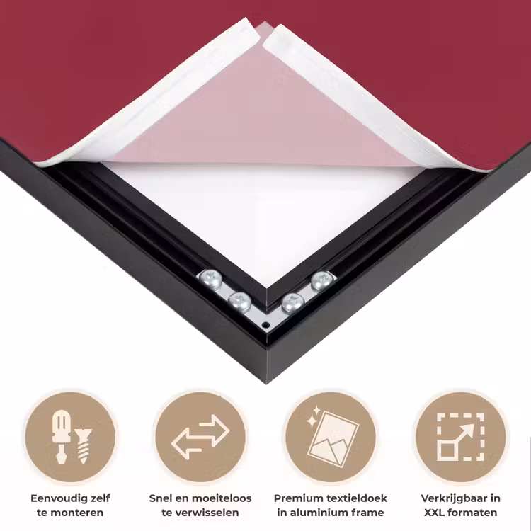 Santa - Wine - Rood - Kerst - Kerstman Textielframe zwart klein -USP_closeupNL