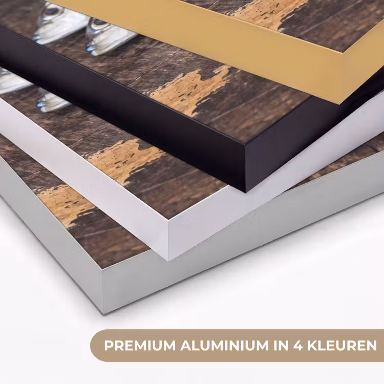 Art frame - Sardientje - krant - snijplank - Sardientje - krant - snijplank Textielframe zwart klein