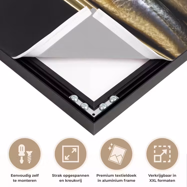 Sardines - Tekst - Vis - Blik Textielframe zwart klein -USP_feed_closeupNL