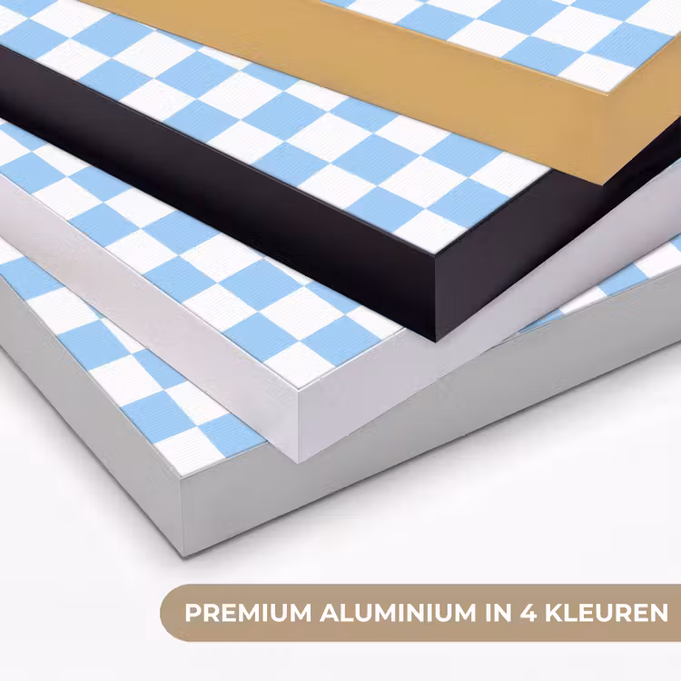 Schaakbord - Klassiek - Blauw Textielframe zwart klein 947 -USP_kleurenNL