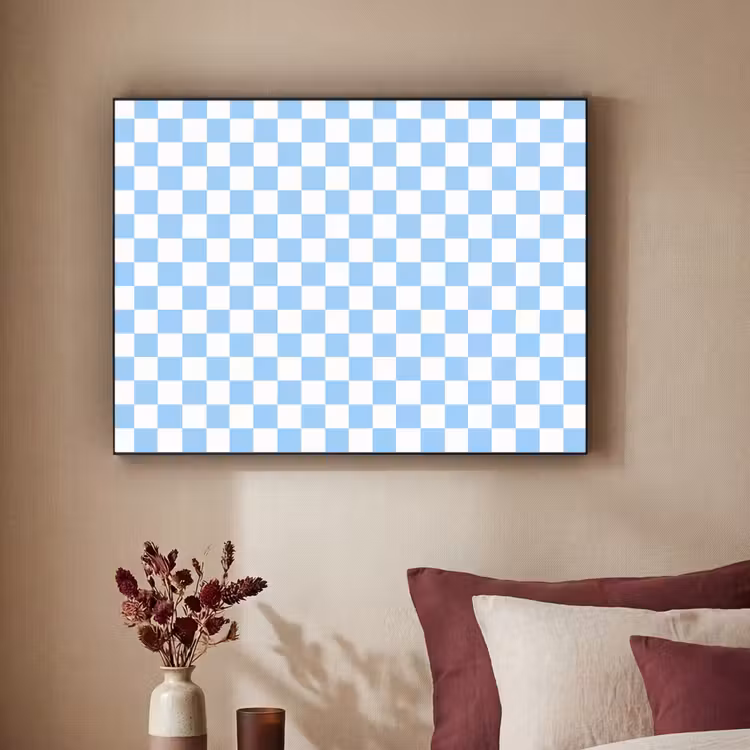 Schaakbord - Klassiek - Blauw Textielframe zwart klein 947 -sfeer1