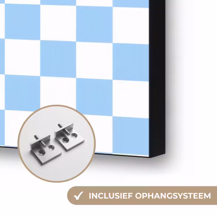 Schaakbord - Klassiek - Blauw Textielframe zwart klein 947 -USP_ophangsysteemNL