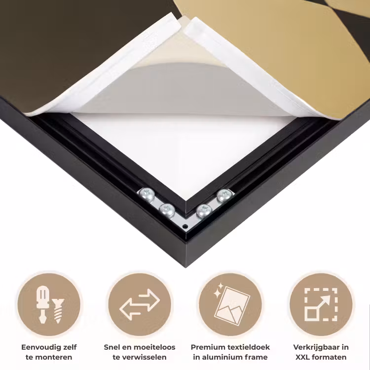 Schaakstuk - Koning - Schaakbord - Geblokt Textielframe zwart klein -USP_closeupNL