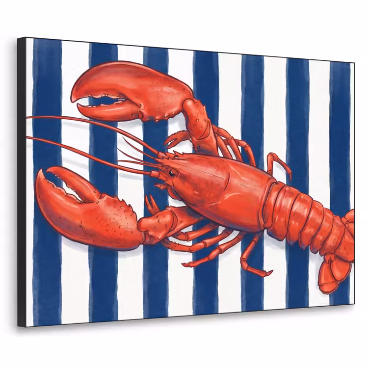 Schaaldier - Kreeft - Marine - Illustratie - Rood Textielframe zwart klein -3d