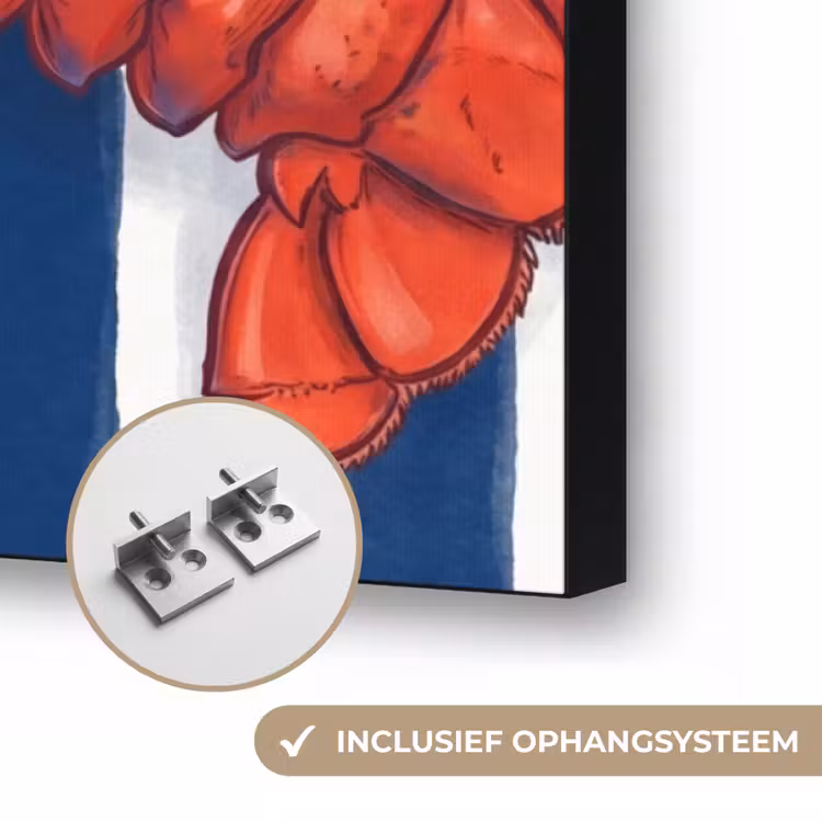Schaaldier - Kreeft - Marine - Illustratie - Rood Textielframe zwart klein -USP_ophangsysteemNL