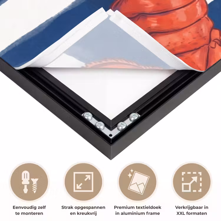 Schaaldier - Kreeft - Marine - Illustratie - Rood Textielframe zwart klein -USP_feed_closeupNL