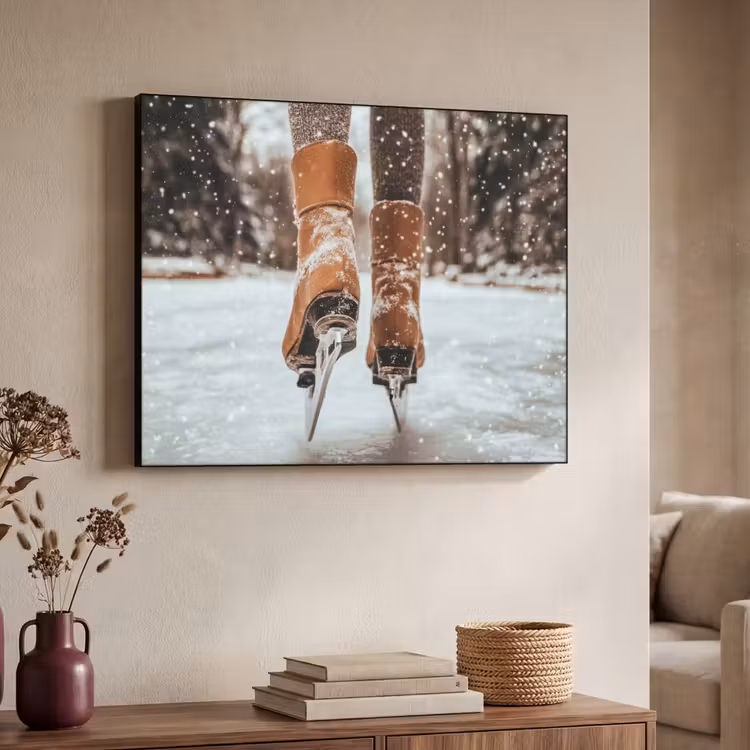 Schaatsen - IJs - Winter - Sneeuw Textielframe zwart klein -sfeer3