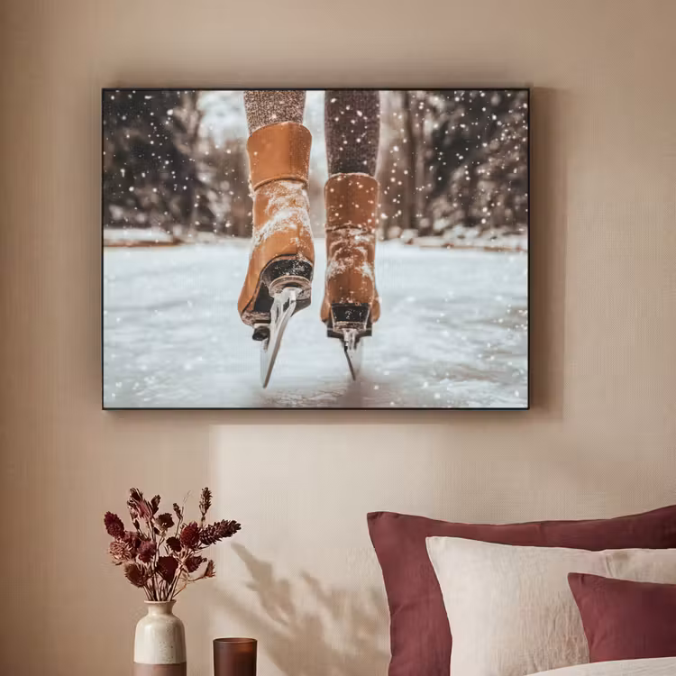 Schaatsen - IJs - Winter - Sneeuw Textielframe zwart klein -sfeer1