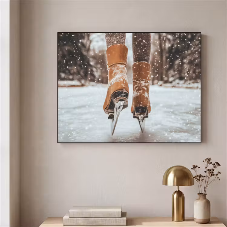 Schaatsen - IJs - Winter - Sneeuw Textielframe zwart klein -sfeer2