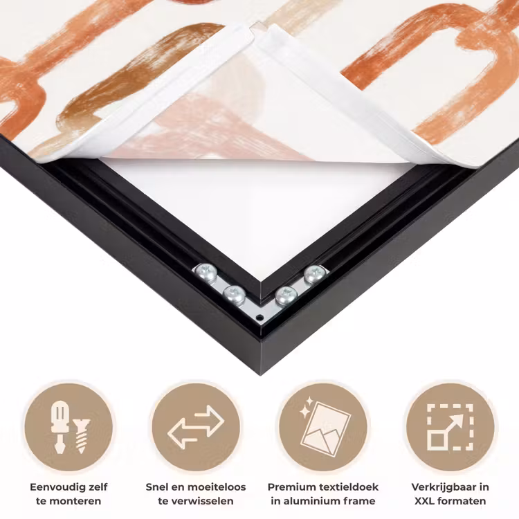 Schakels - Patroon - Aquarel - Terracotta Textielframe zwart klein 947 -USP_closeupNL