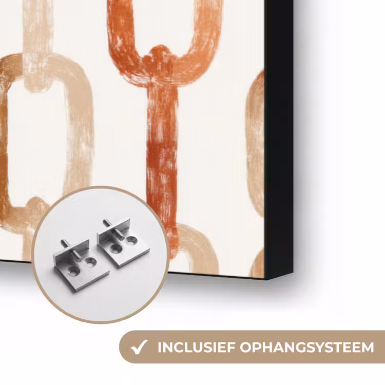 Schakels - Patroon - Aquarel - Terracotta Textielframe zwart klein 947 -USP_ophangsysteemNL