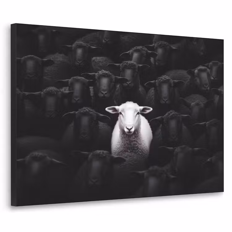 Schapen - Wit - Duisternis Textielframe - compleet frame klein -3d