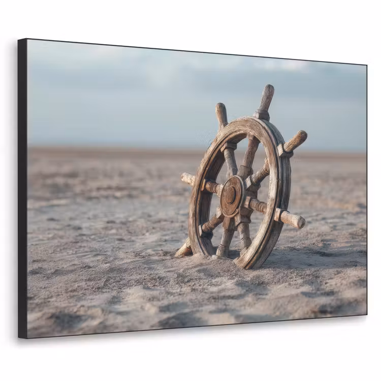 Scheepsstuur - Hout - Bruin - Zand Textielframe - compleet frame klein -3d