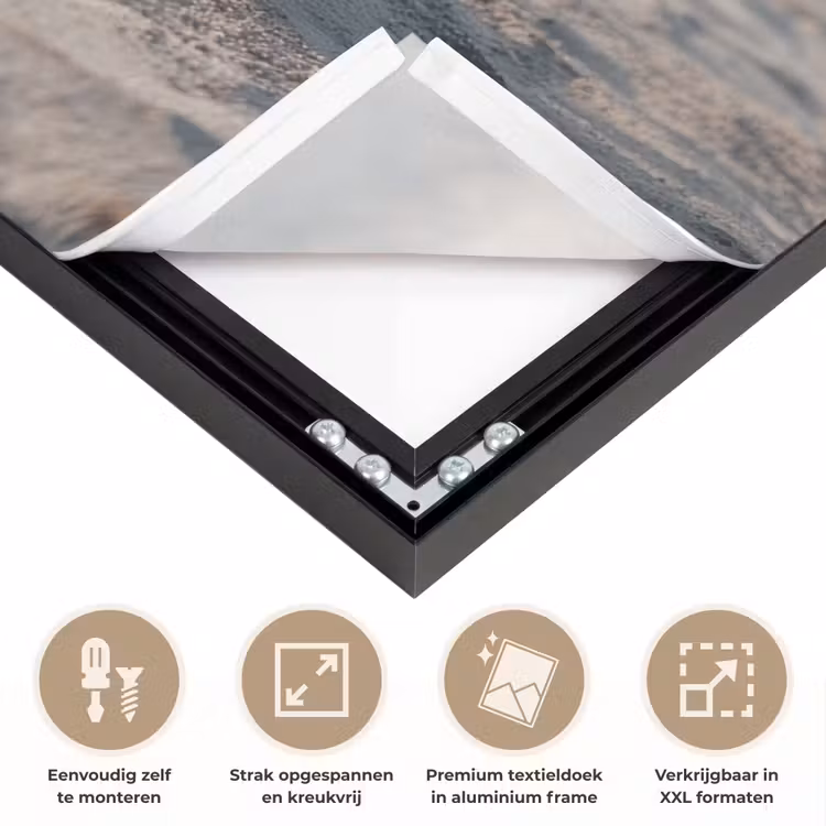 Scheepsstuur - Hout - Bruin - Zand Textielframe zwart klein -USP_feed_closeupNL