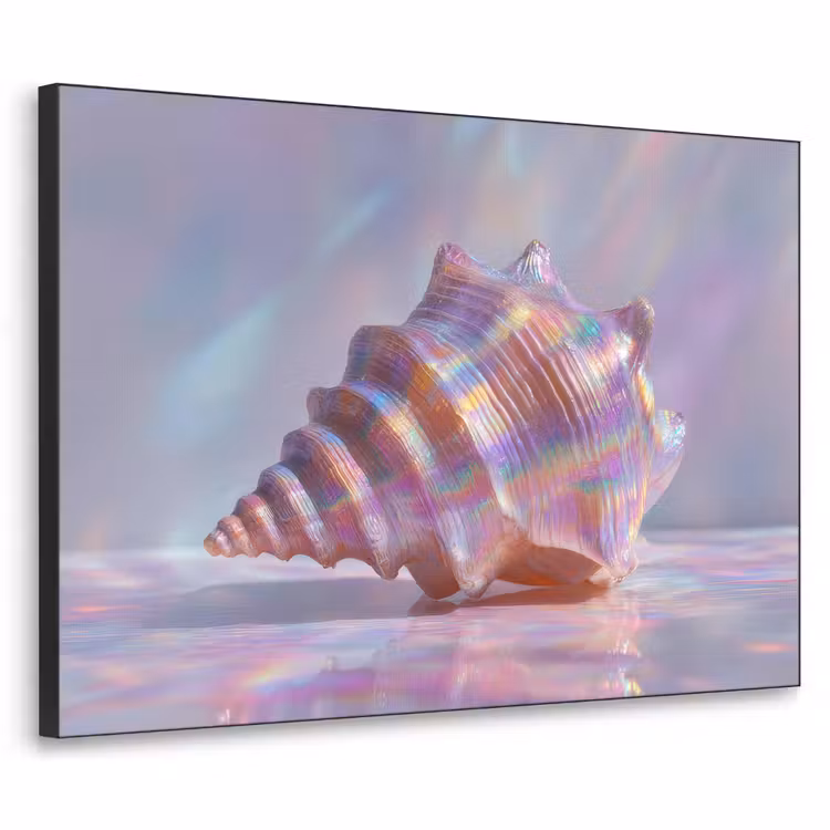 Schelp - Glanzend - Regenboogtinten Textielframe zwart klein -3d