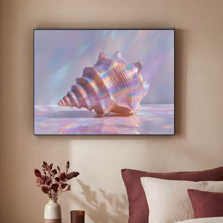 Schelp - Glanzend - Regenboogtinten Textielframe - compleet frame klein -sfeer1