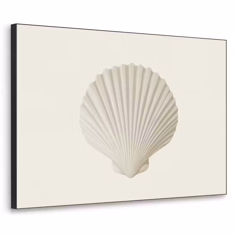 Schelp - Minimalistisch - Wit Textielframe - compleet frame klein -3d