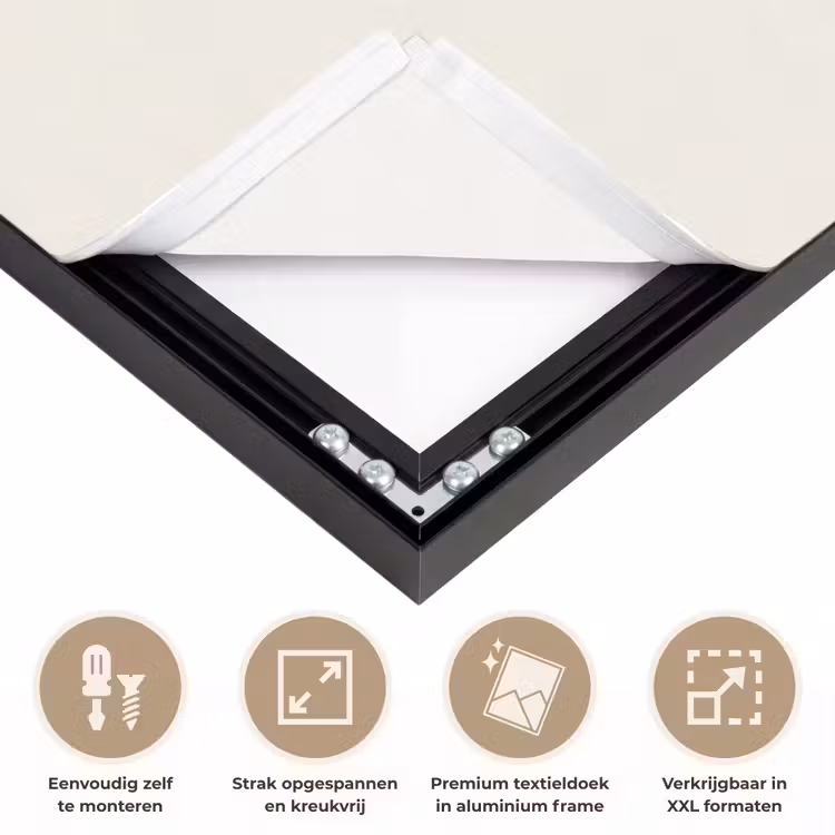 Schelp - Minimalistisch - Wit Textielframe zwart klein -USP_feed_closeupNL