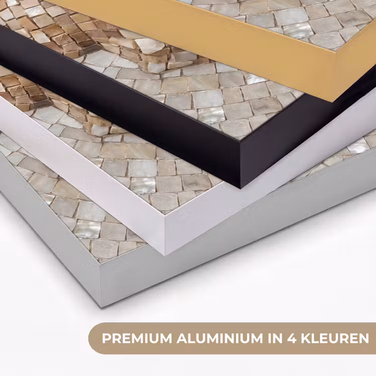 Schelp - Mozaïek - Zee - Beige - Modern Textielframe zwart klein -USP_kleurenNL