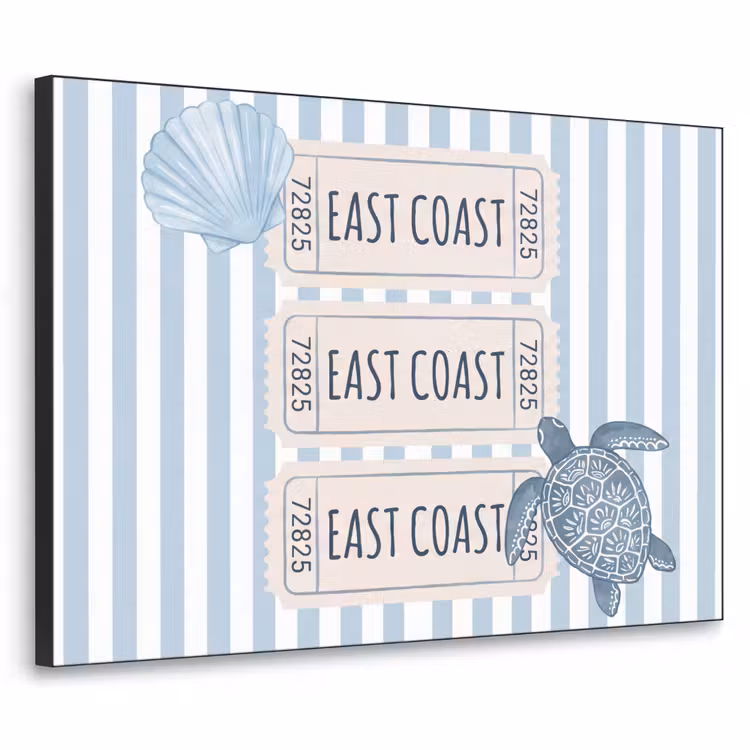 Schelp - Oceaan - Kust - Blauw - Illustratie Textielframe zwart klein -3d