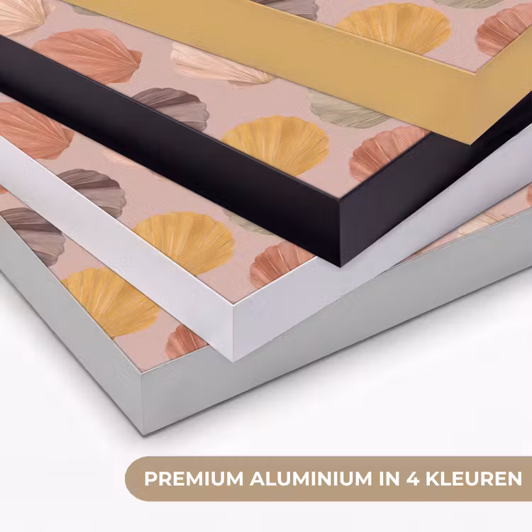 Schelp - Patroon - Zee - Aquarel - Aardetinten Textielframe zwart klein -USP_kleurenNL
