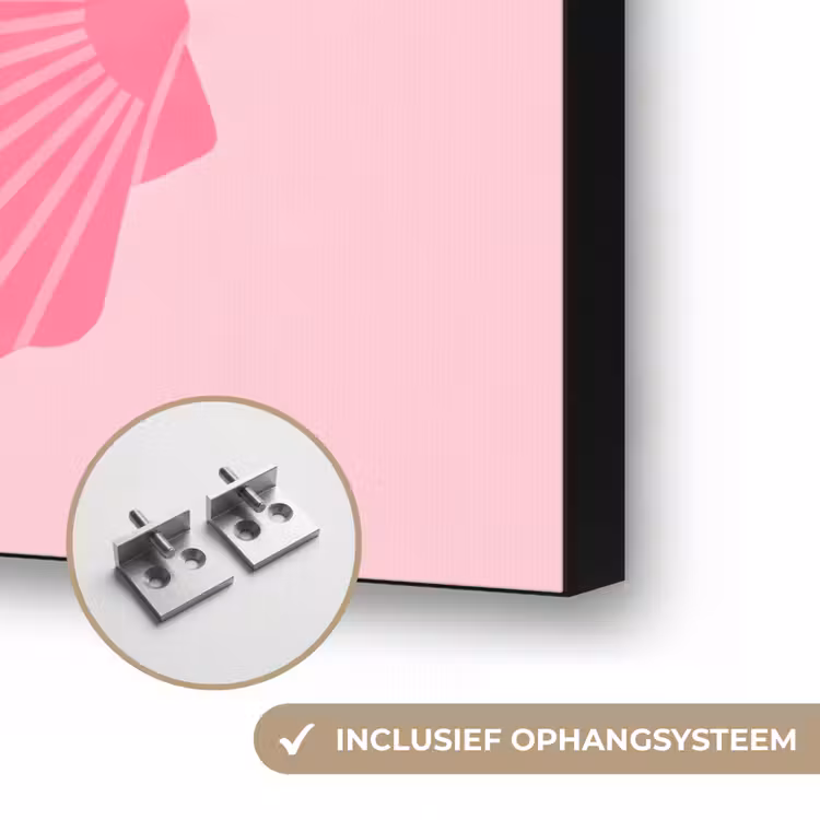 Schelp - Patroon - Zee - Modern - Roze Textielframe zwart klein -USP_ophangsysteemNL