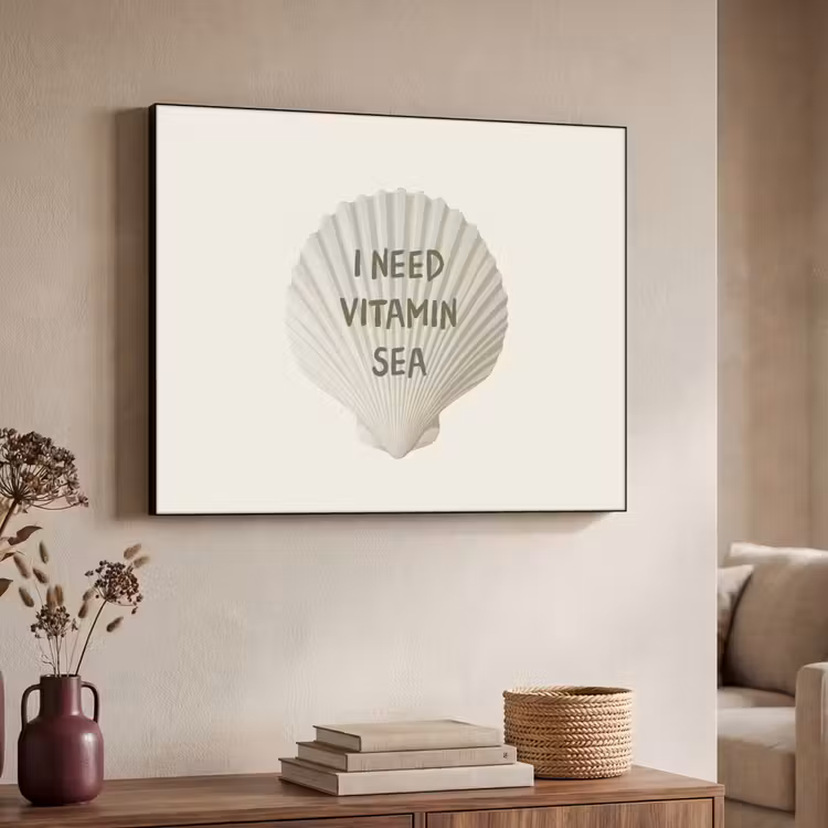 Schelp - Quote - Groen Textielframe - compleet frame klein -sfeer3