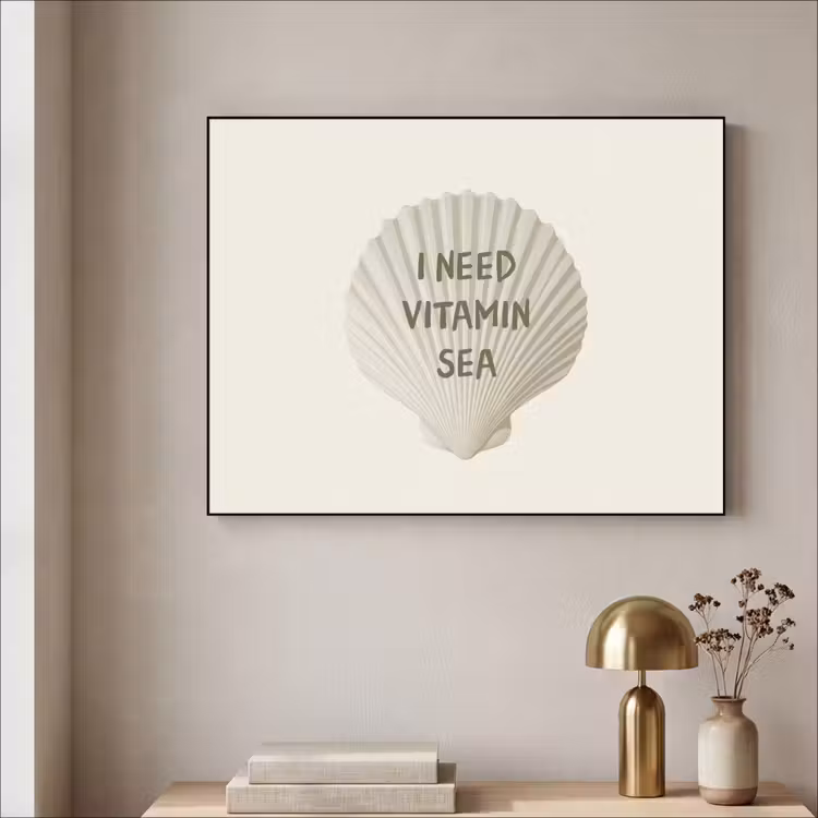 Schelp - Quote - Groen Textielframe - compleet frame klein -sfeer2