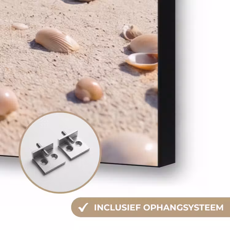 Schelpen - Strand - Natuur - Beige Textielframe zwart klein -USP_ophangsysteemNL