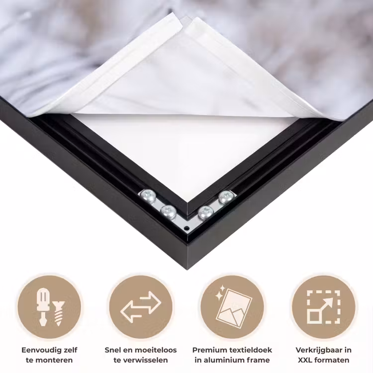 Schermbloem - Rijp - Kristallen - Winter - Delicaat Textielframe zwart klein -USP_closeupNL