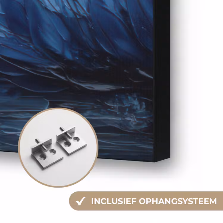 Schilderij - Zonsondergang - Bloemen - Rivier Textielframe zwart klein -USP_ophangsysteemNL