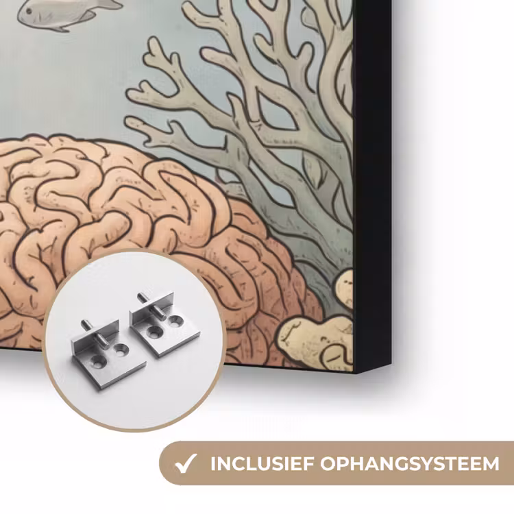 Schildpad - Onderwater - Natuur - Illustratie Textielframe zwart klein -USP_ophangsysteemNL