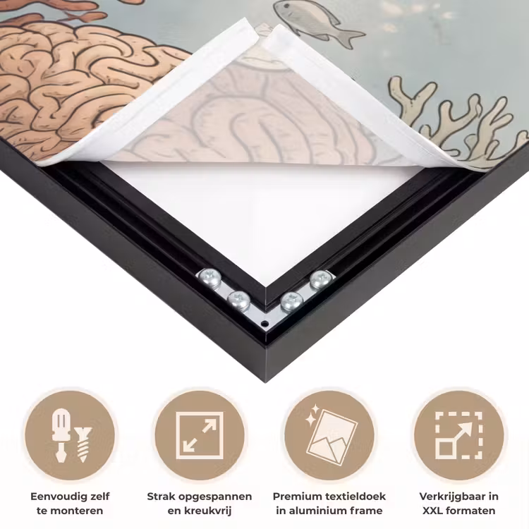 Schildpad - Onderwater - Natuur - Illustratie Textielframe zwart klein -USP_feed_closeupNL