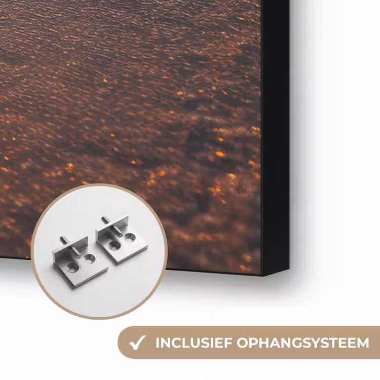 Schildpad - strand - Zonsondergang Textielframe zwart klein -USP_ophangsysteemNL