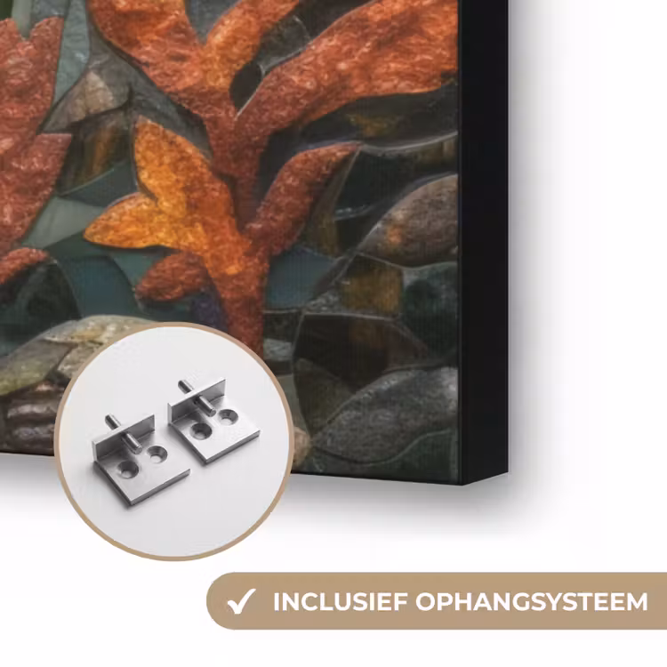 Schildpad - Zeewier - Mozaïek Textielframe zwart klein -USP_ophangsysteemNL