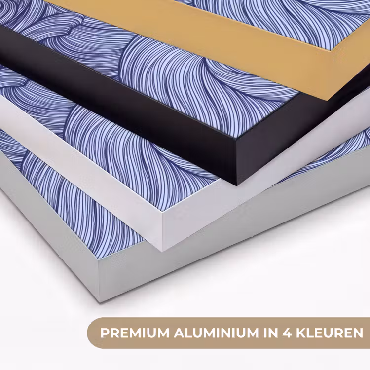 Schip - Golven - Zee - Illustratie - Blauw Textielframe zwart klein -USP_kleurenNL