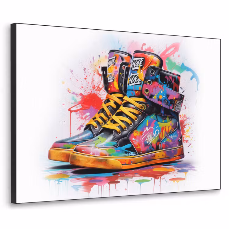 Schoenen - Graffiti - Wit - Kleuren Textielframe zwart klein -3d