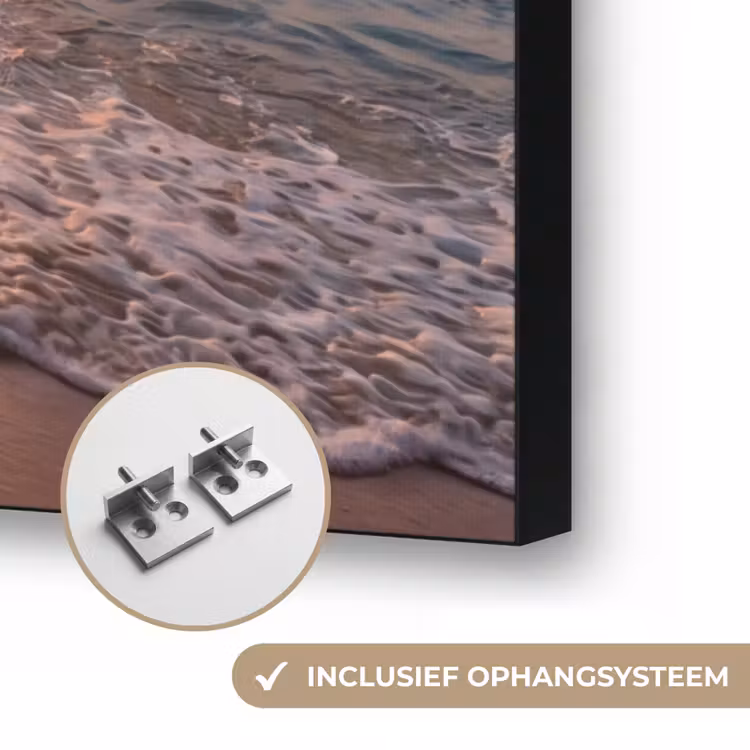 Schommel - Strand - Zonsondergang - Natuur - Oranje Textielframe zwart klein -USP_ophangsysteemNL