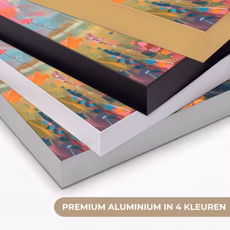 Schotse hooglander - Natuur - Kleurrijk - Bloemen Textielframe zwart klein -USP_kleurenNL