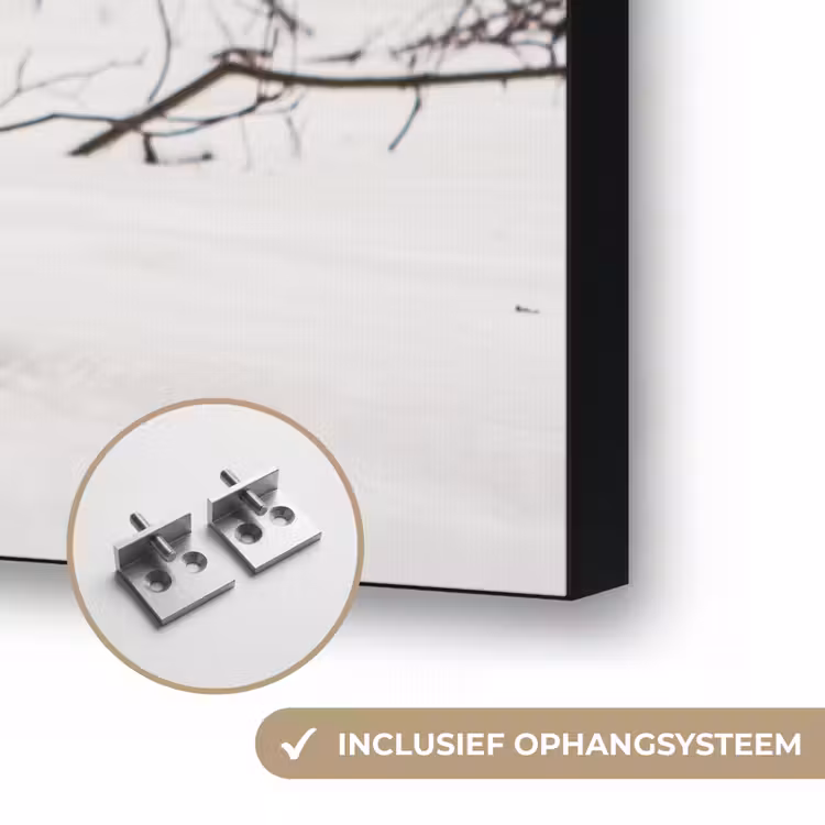 Schotse Hooglander - Sneeuw - Winter - Natuur - Dieren Textielframe zwart klein -USP_ophangsysteemNL