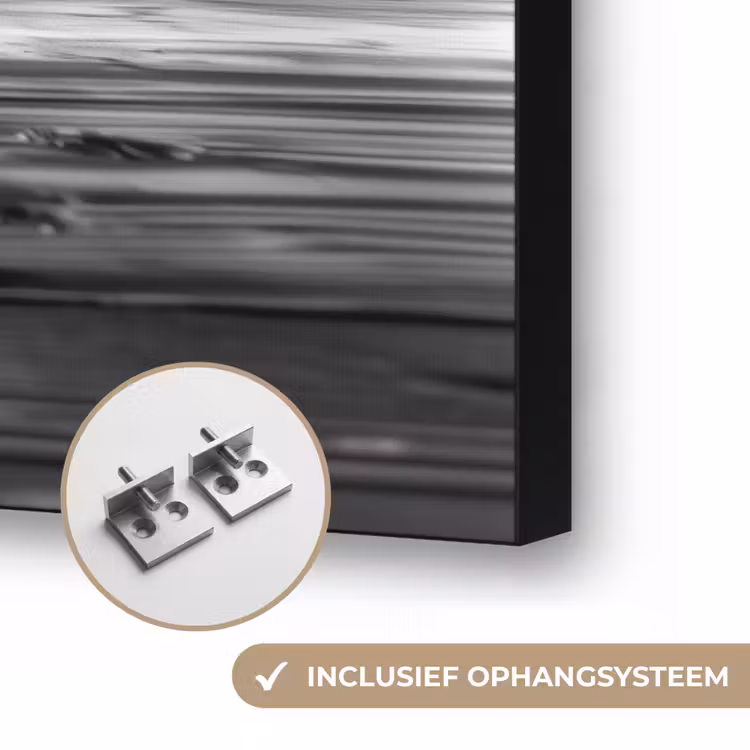 Schotse Hooglander - Spaghetti - Dieren - Zwart wit Textielframe zwart klein -USP_ophangsysteemNL