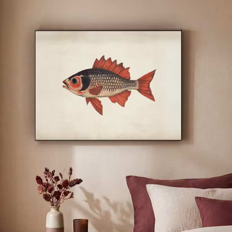 Schubben - Rood - Vis - Vinnen Textielframe - compleet frame klein -sfeer1