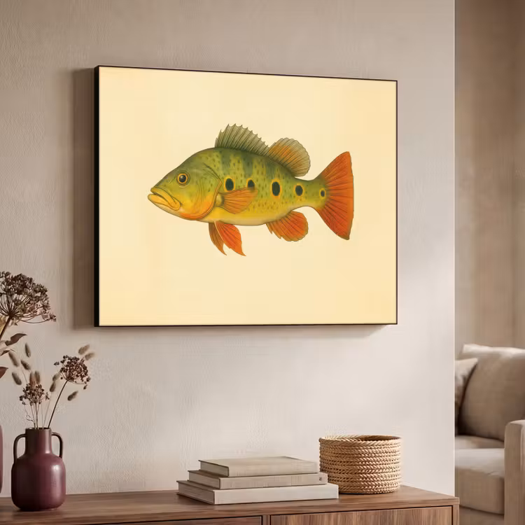 Schubben - Vis - Groen - Illustratie Textielframe - compleet frame klein -sfeer3